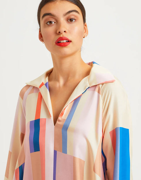 Beige French Crepe Kaftan Back View